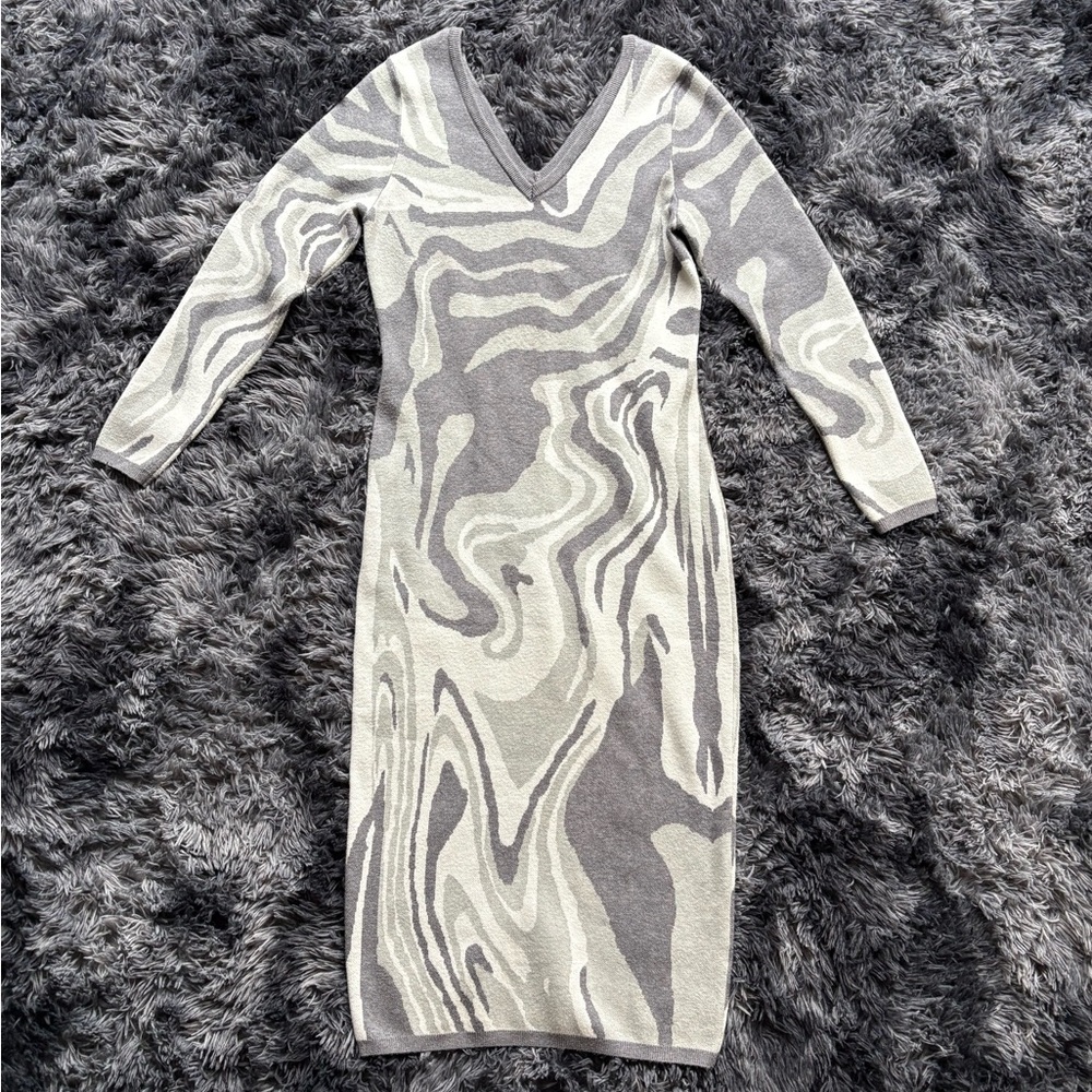 Fashion Nova Marble Print Bodycon Sweater Dress | Size XL
